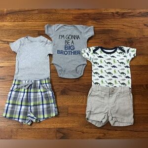 Baby Boy Onesies, Plaid Shorts & Beige Shorts
Dinosaur I’m gonna be Big Brother